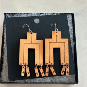 Western boho Leather Tan Earrings